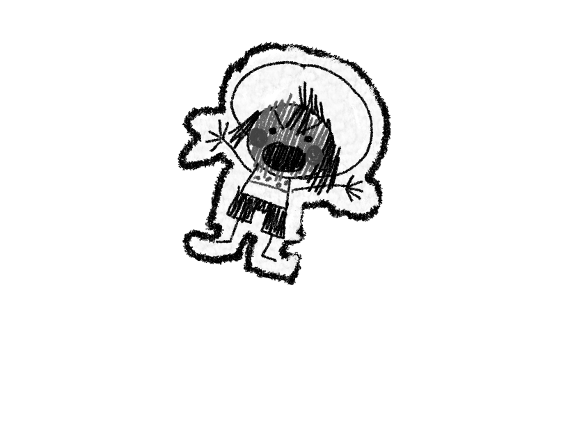 A child's drawing of Bonnie, jumping up onto screen with an angry expression on their face.
