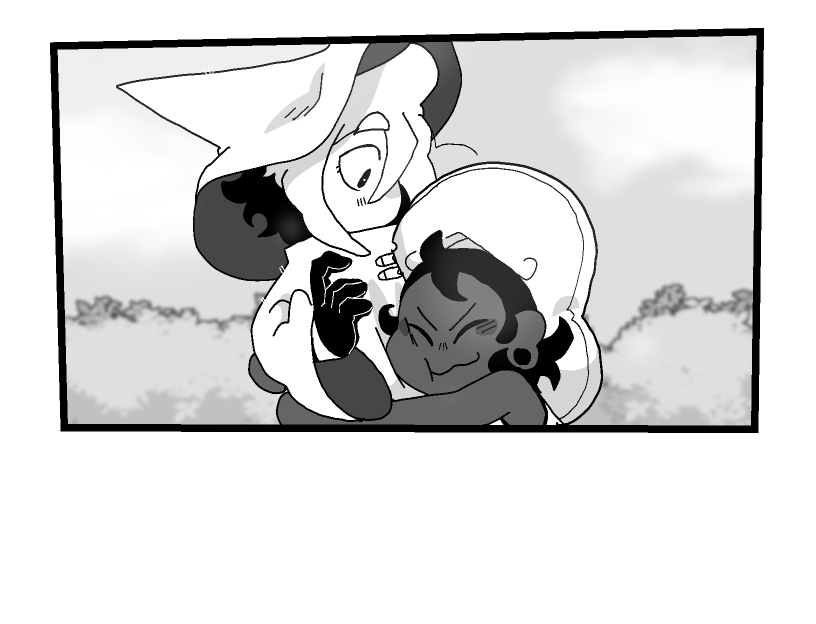 Bonnie hugs Siffrin, who leans back, surprised.
