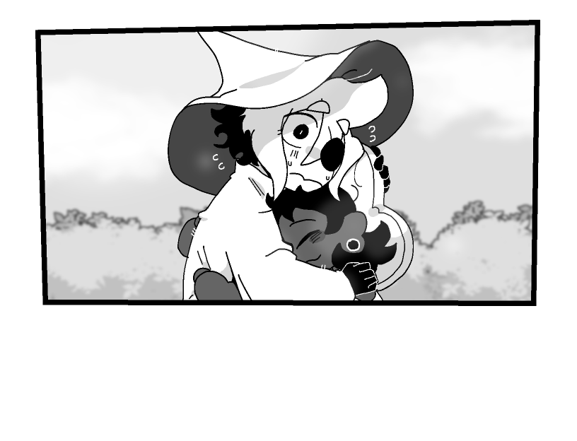 Siffrin awkwardly hugs Bonnie back.