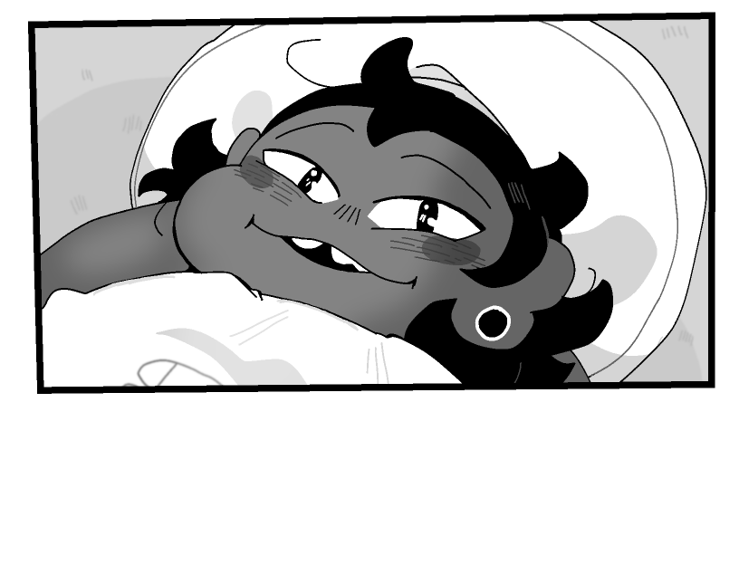 Bonnie looks up at Siffrin with a goofy, contented grin.