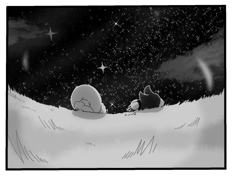 Siffrin and Isabeau lay in the grass, staring up at the sky.