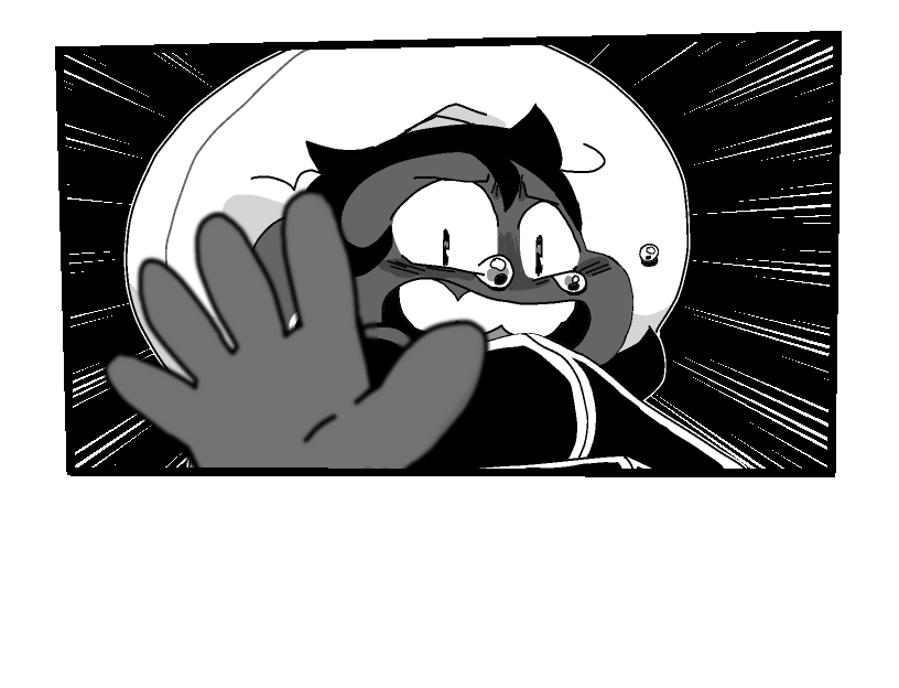 Bonnie, still in the King's fist, reaches out toward the viewer with tears in their eyes.