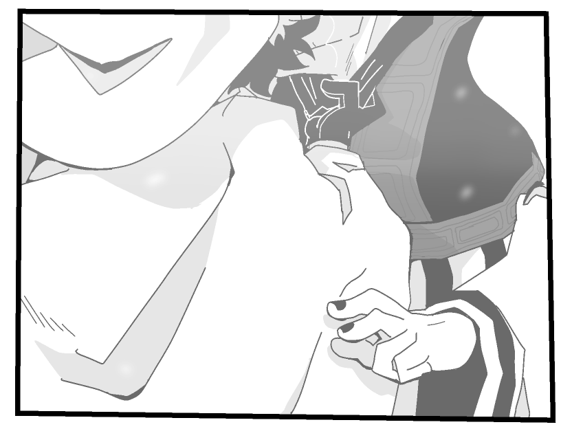 Siffrin pulls Isabeau down by the collar. Though their faces aren't visible, it's obvious that Siffrin kissed Isabeau.