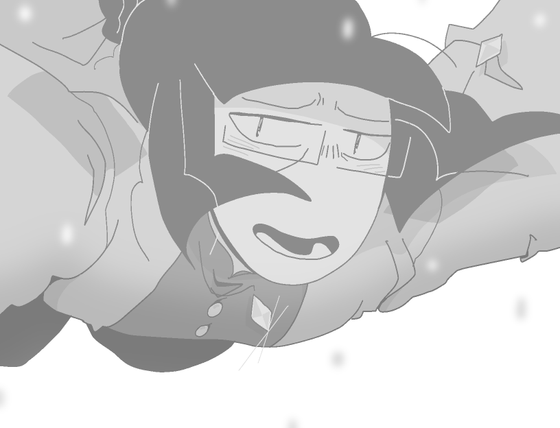Odile looking at Siffrin as she falls. She's smiling, almost looking a little embarrassed, but fond.